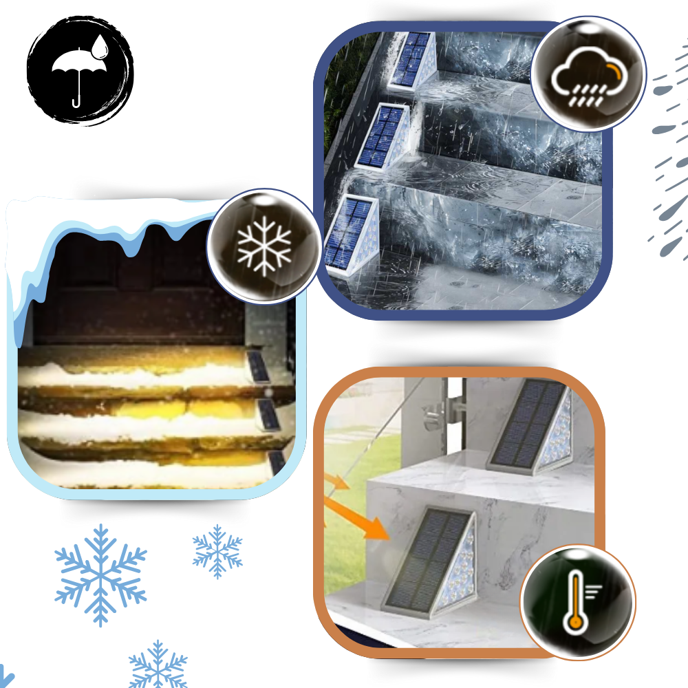 Vanntette solcelledrevne trappelys - Ozerty