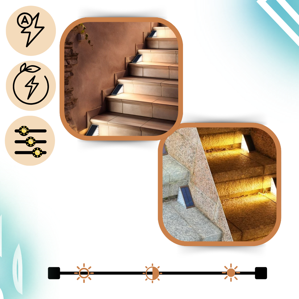 Vanntette solcelledrevne trappelys - Ozerty