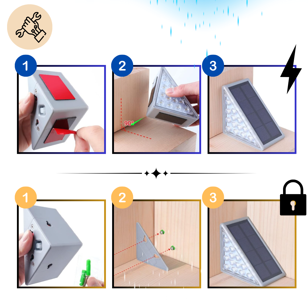 Vanntette solcelledrevne trappelys - Ozerty