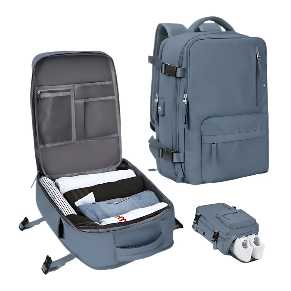 Vanntett reise-ryggsekk med USB
 -Marineblå - Ozerty