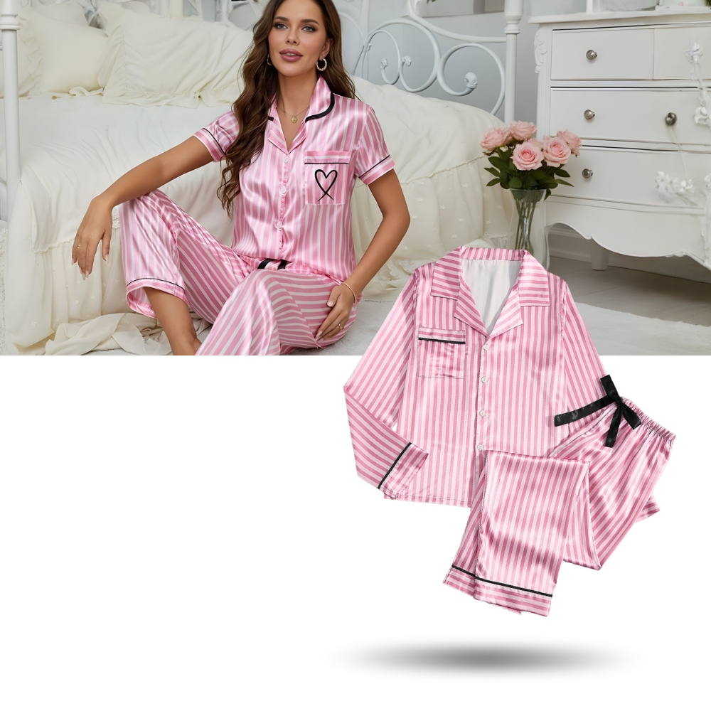 Rosa satengpyjamas for Kvinner - Ozerty