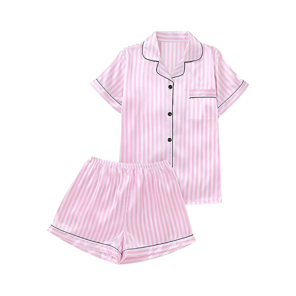 Rosa satengpyjamas for Kvinner -Rosa Kort - Ozerty
