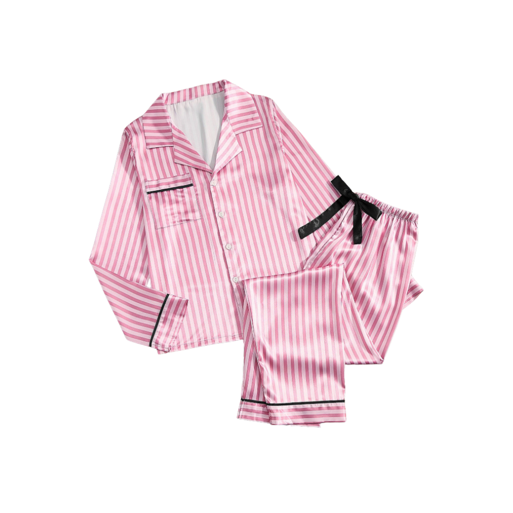 Rosa satengpyjamas for Kvinner -Roserød Lang - Ozerty