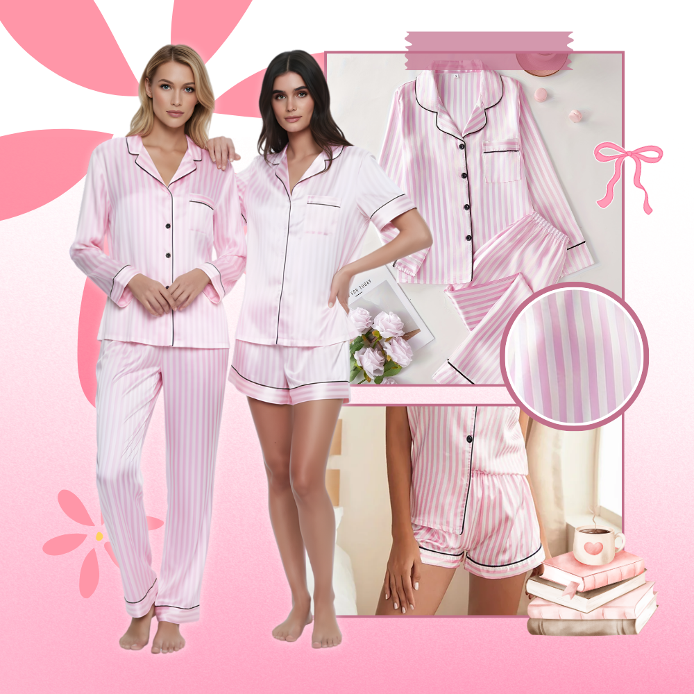 Rosa satengpyjamas for Kvinner - Ozerty