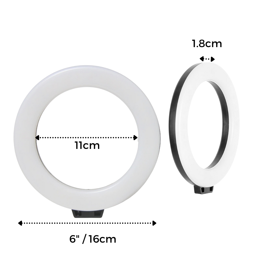 16 cm LED ringlys med stativ - Ozerty