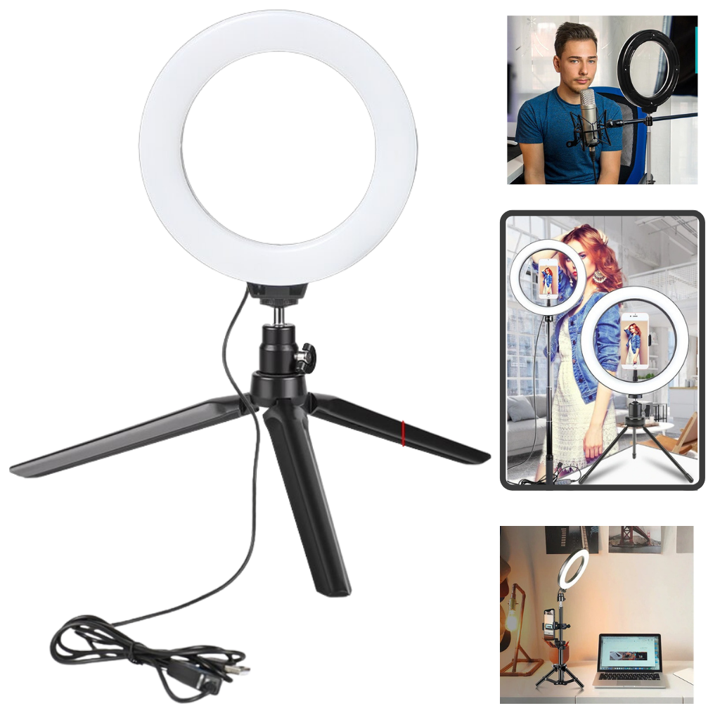 16 cm LED ringlys med stativ - Ozerty