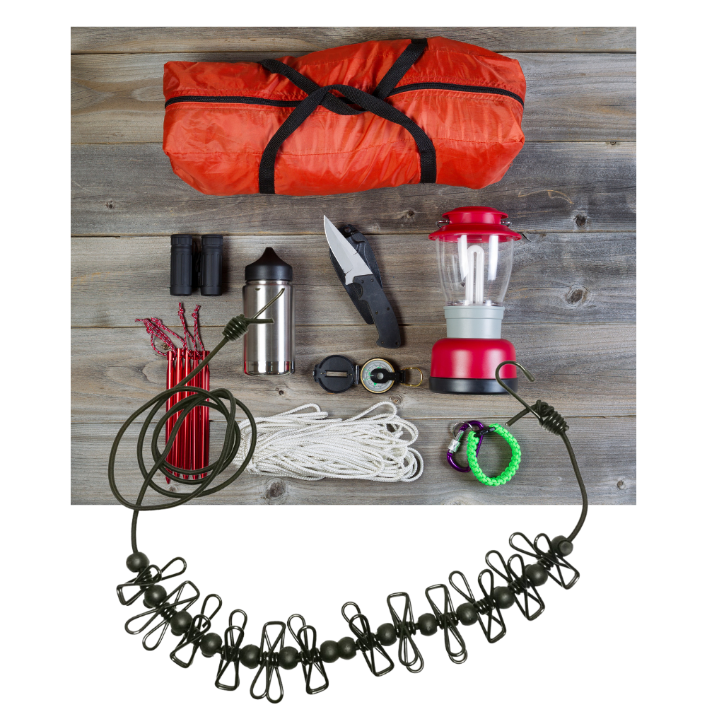 4m stretch campingklessnor med knagger - Ozerty