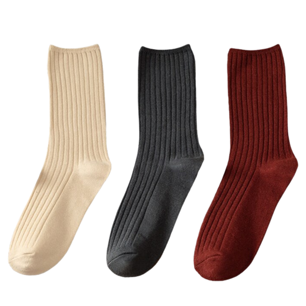 3 pairs of ribbed cotton socks for women