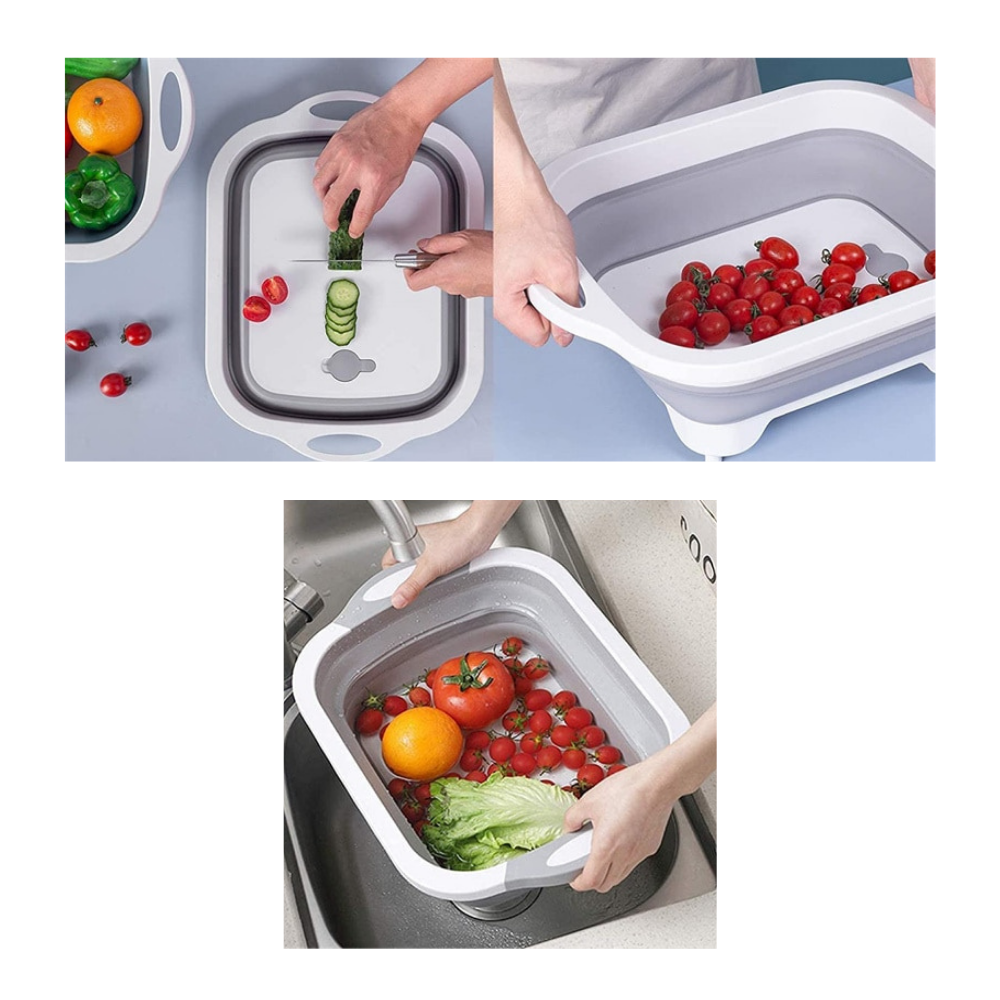 Sammenleggbart skjærebrett med kurv - Ozerty