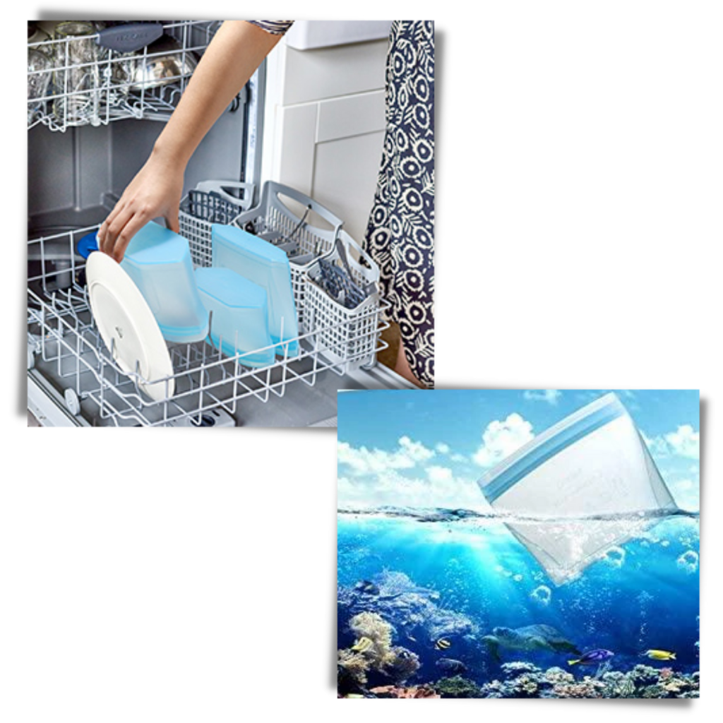 Pakke med 8 gjenbrukbare silikonposer - Ozerty