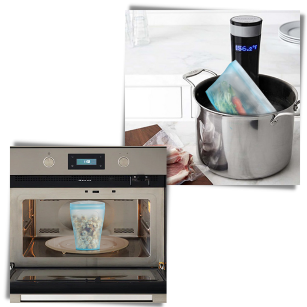 Pakke med 8 gjenbrukbare silikonposer - Ozerty