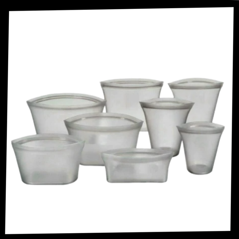 Pakke med 8 gjenbrukbare silikonposer - Ozerty