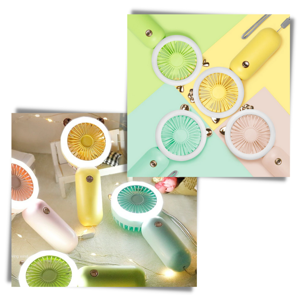 Håndholdt USB-vifte med LED - Ozerty