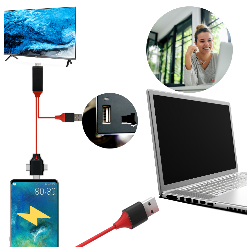 HDMI-adapterkabel for telefoner og nettbrett - Ozerty