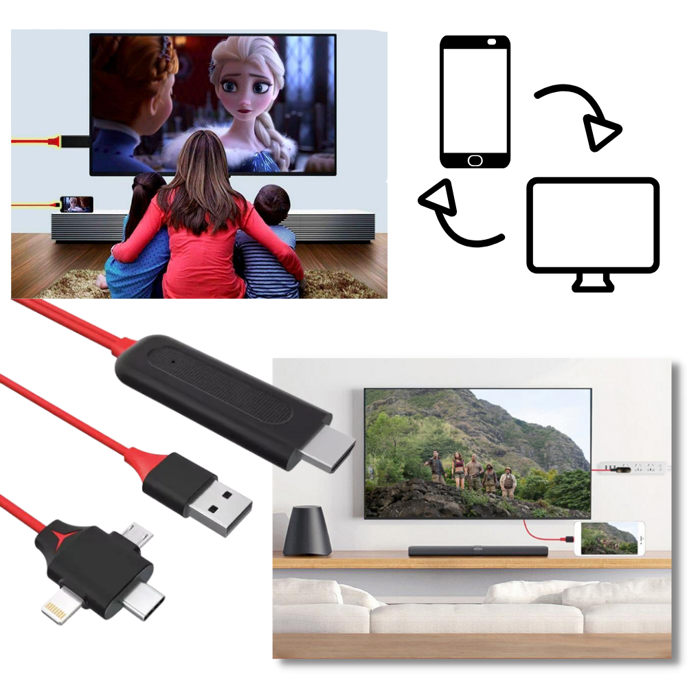 HDMI-adapterkabel for telefoner og nettbrett - Ozerty