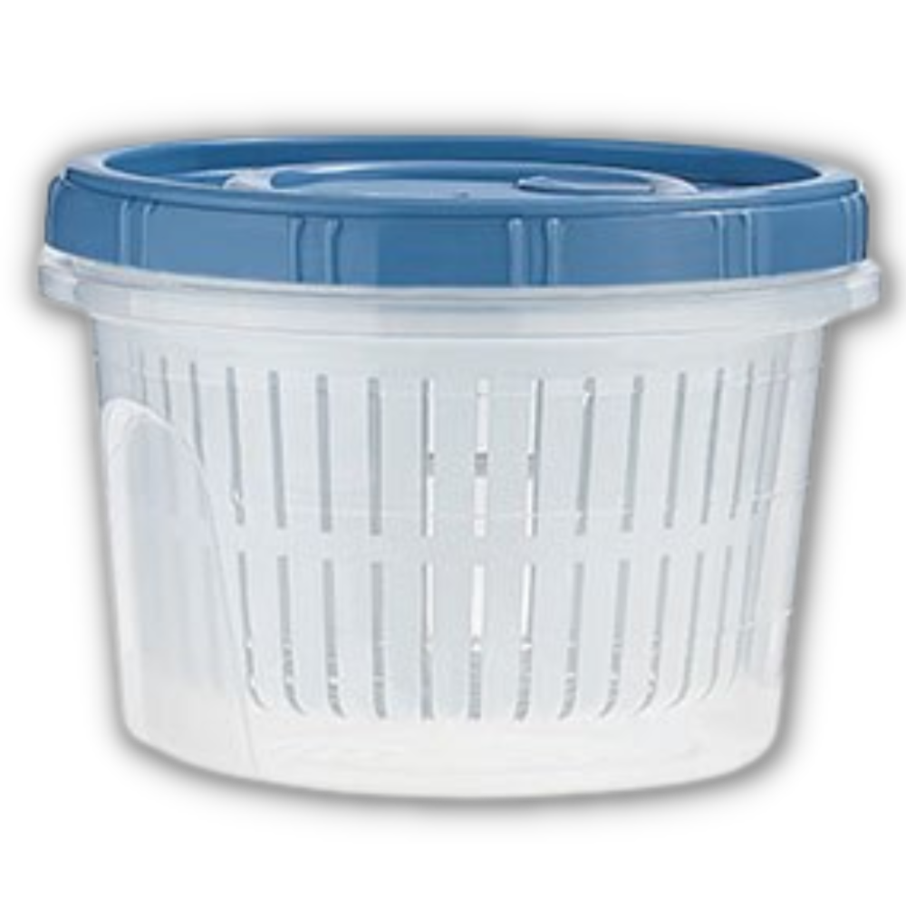 Stackable food container with drain