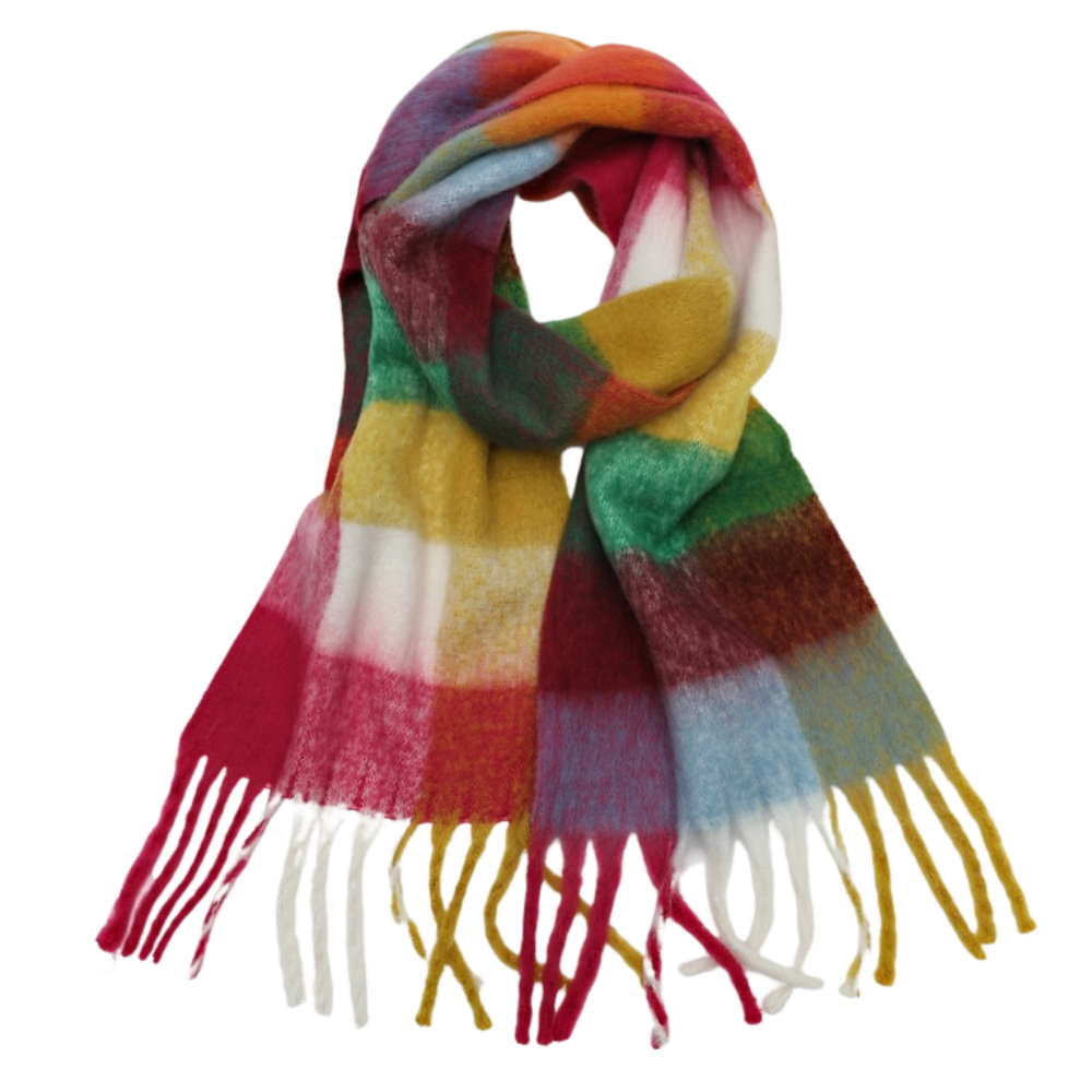 Plaid winter scarf for women