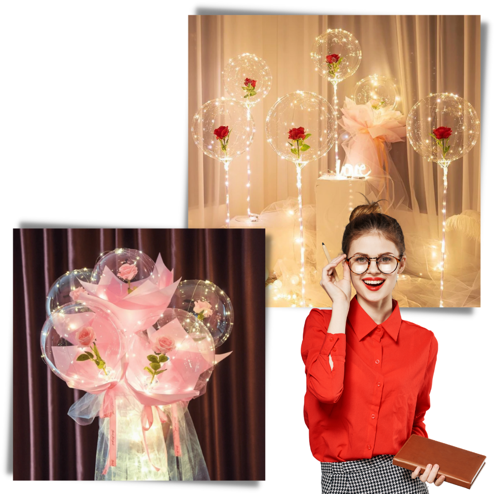 Vakker Rose LED-ballong - Ozerty