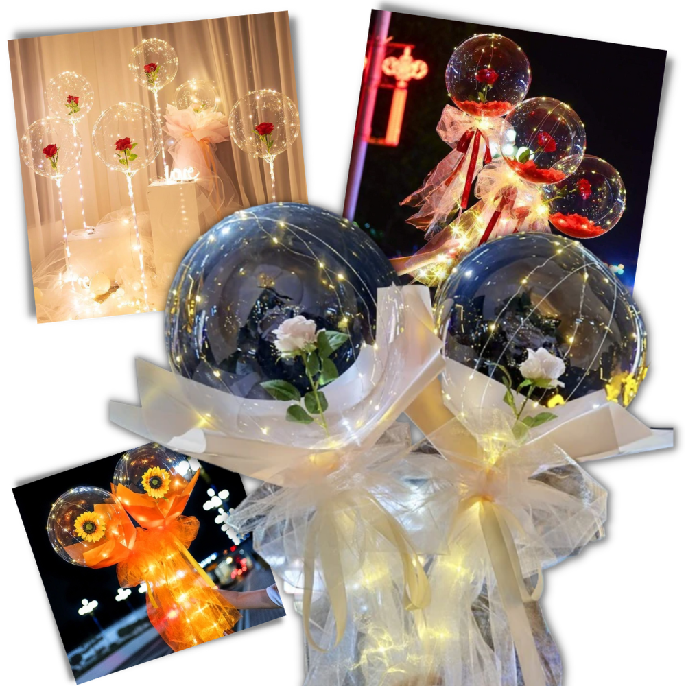 Vakker Rose LED-ballong  - Ozerty