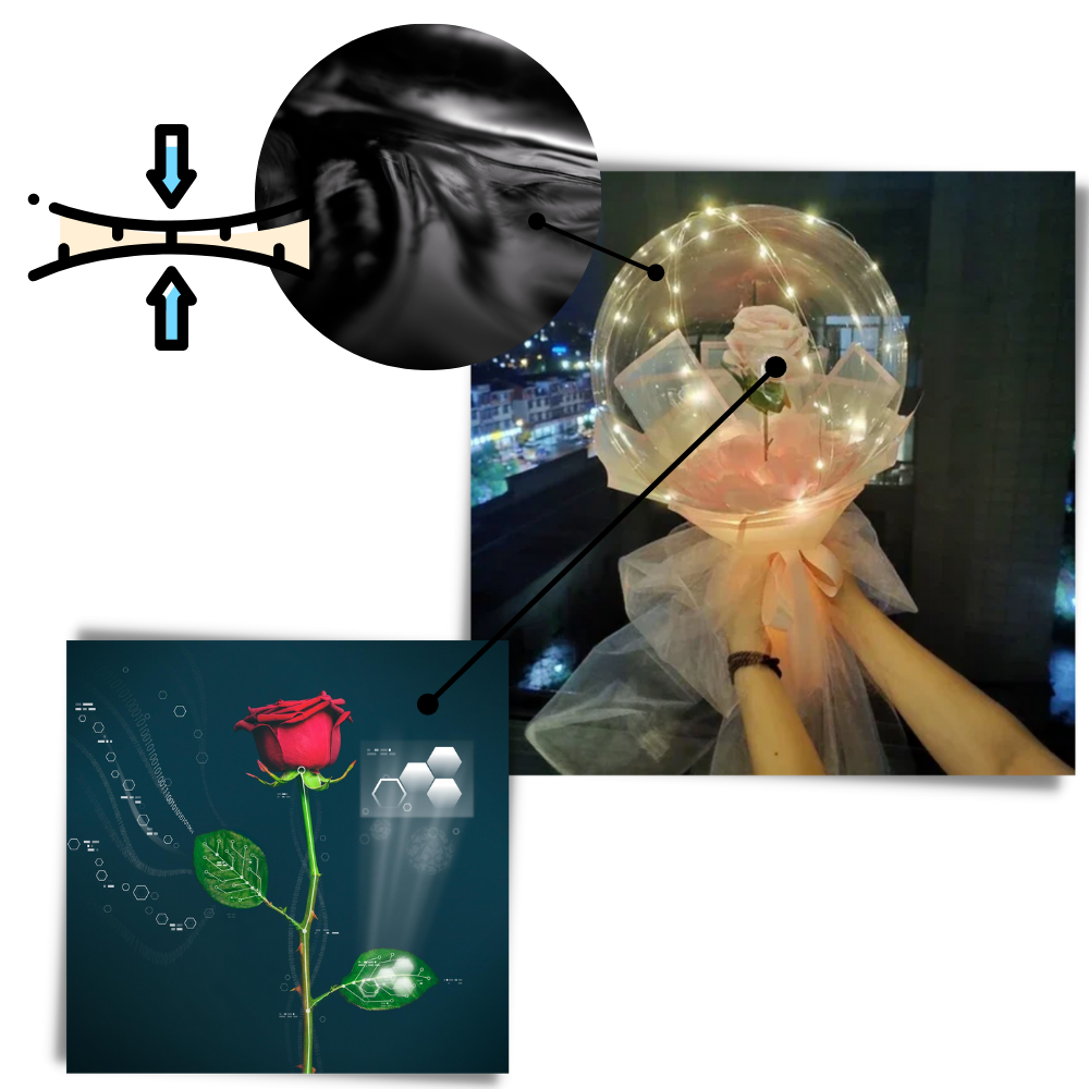 Vakker Rose LED-ballong - Ozerty