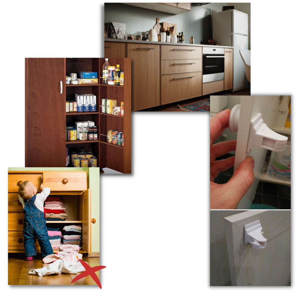 Pakke med 4 magnetiske skaplåser for barn - Ozerty