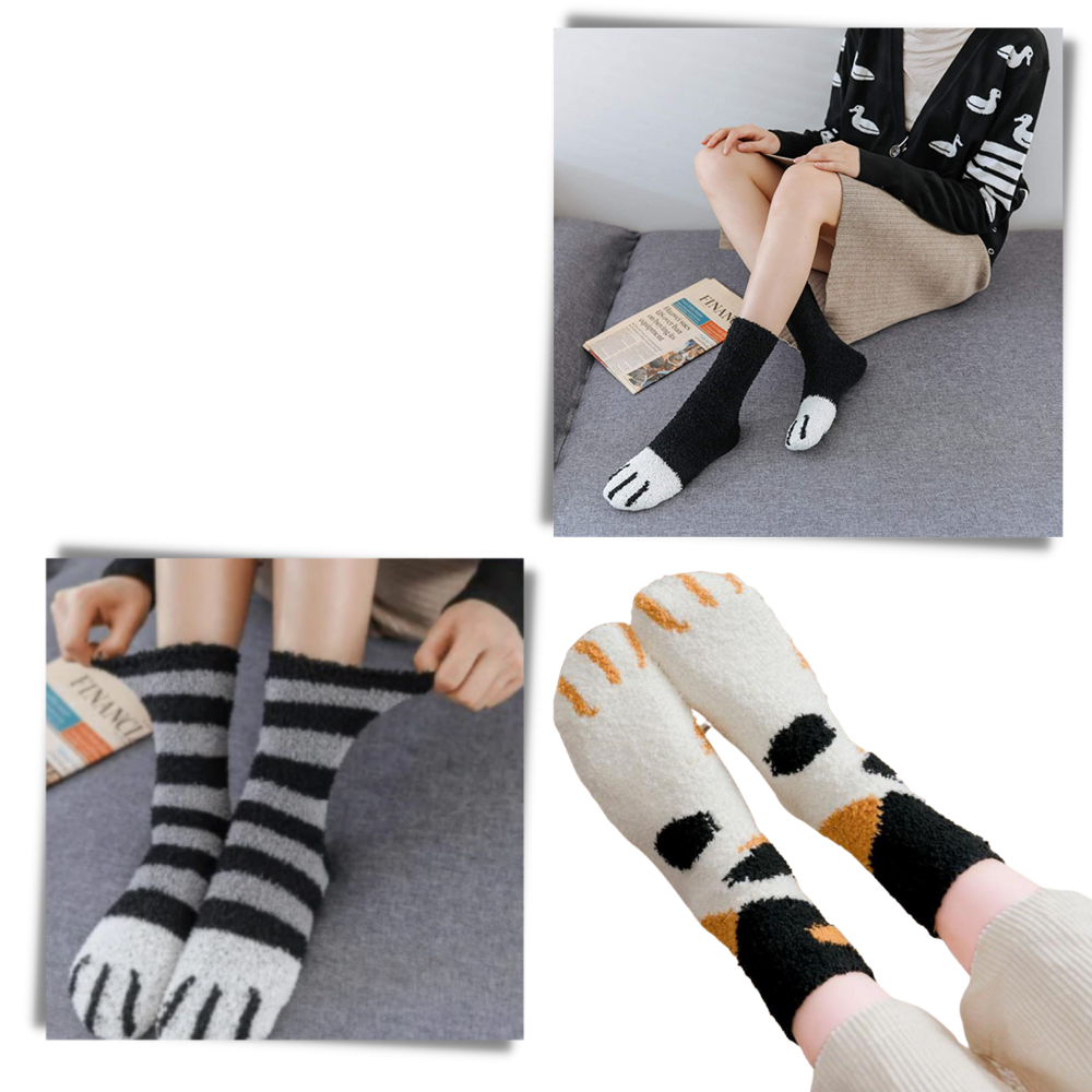 Vintersokker med kattepotedesign - Ozerty