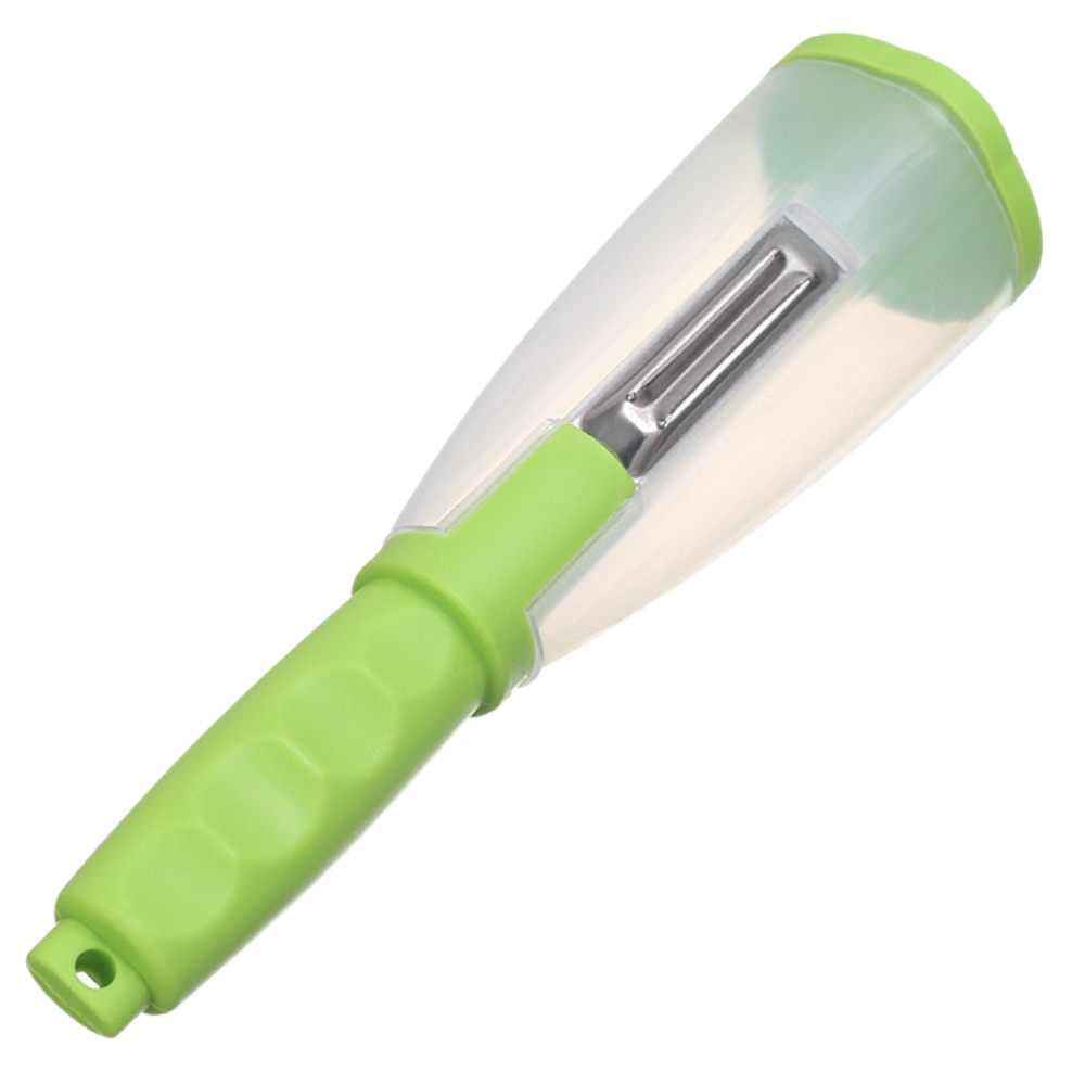 Frukt- og grønnsaksskreller med oppfanger