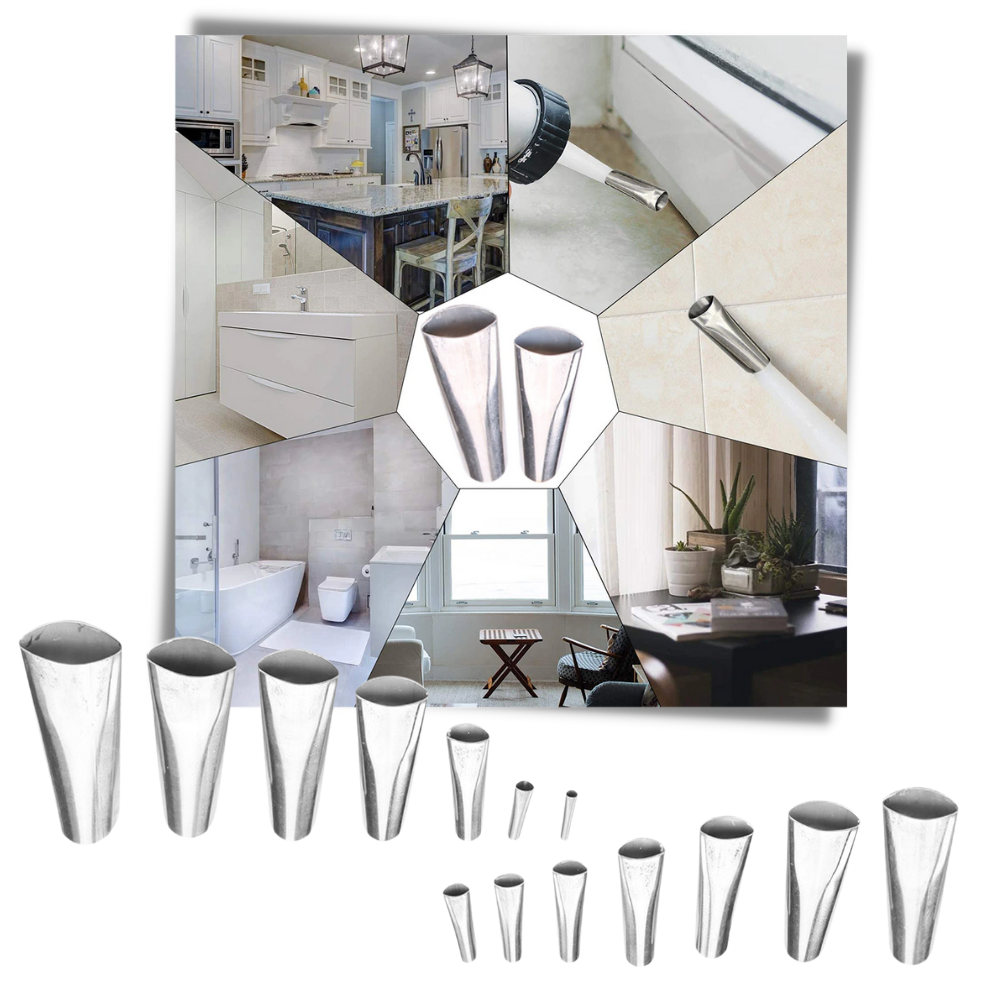 Sett med fugemunnstykker i rustfritt stål - Ozerty