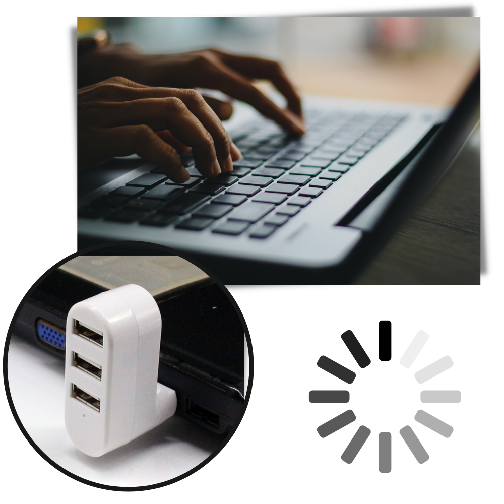 Roterende USB-adapter med flere porter - Ozerty