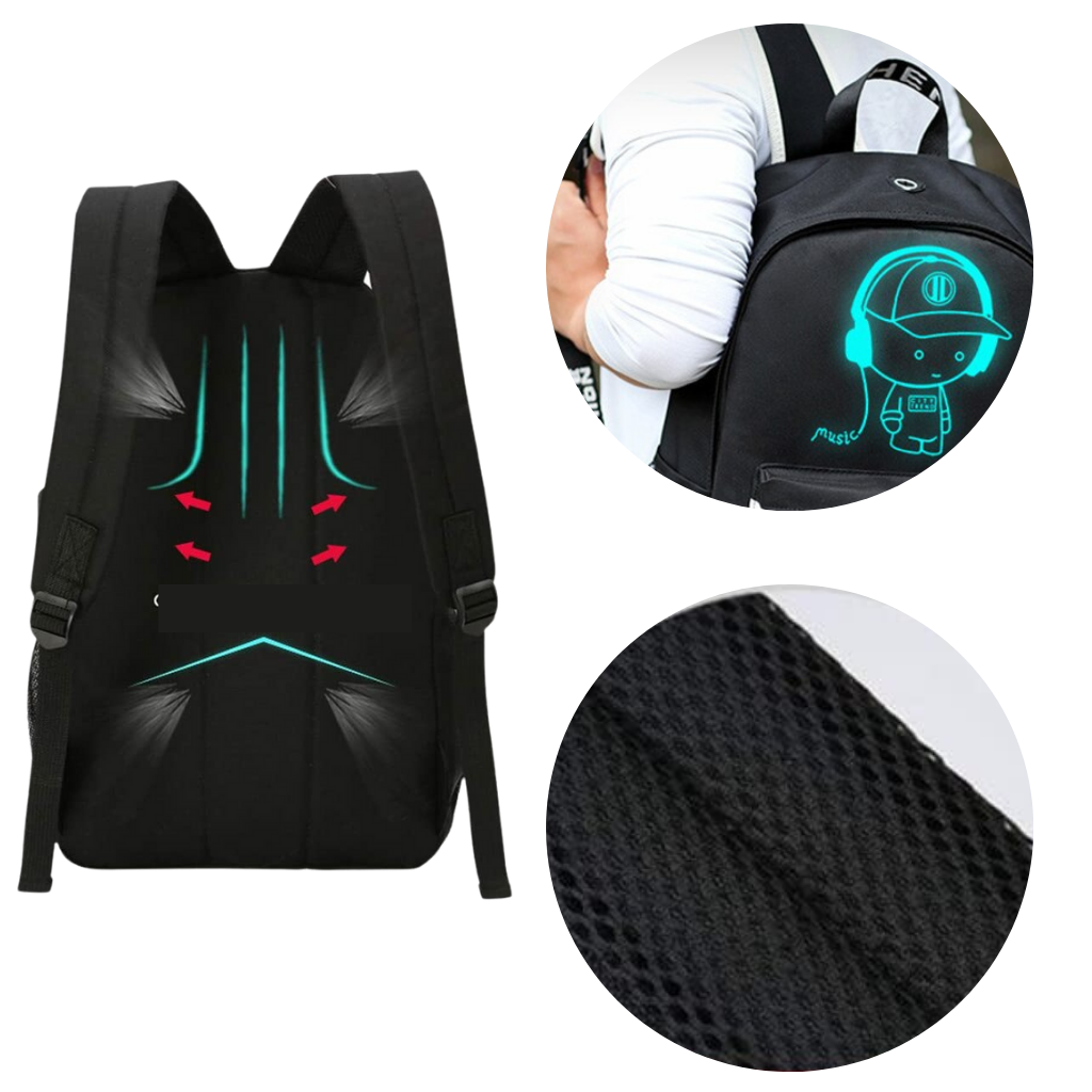Lysende anime laptop ryggsekk - Ozerty