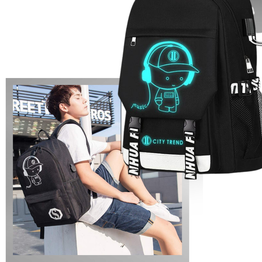 Lysende anime laptop ryggsekk - Ozerty