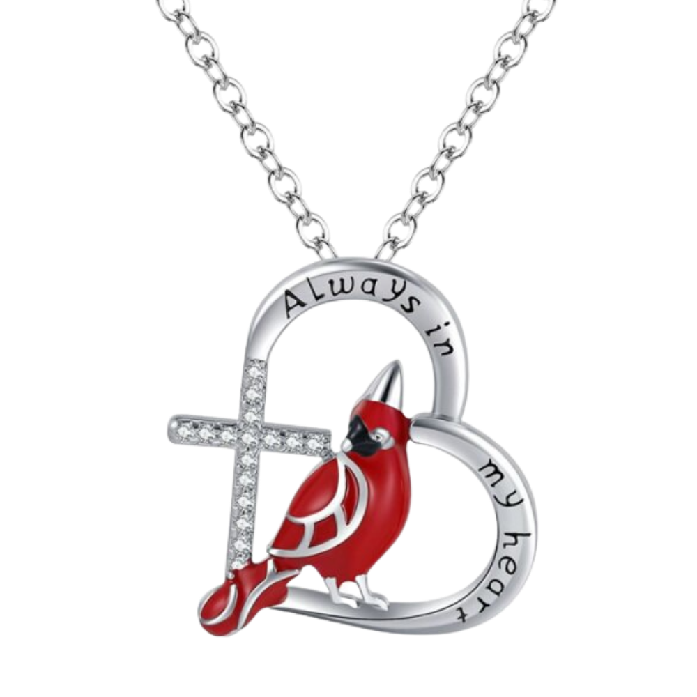 Cardinal heart pendant necklace