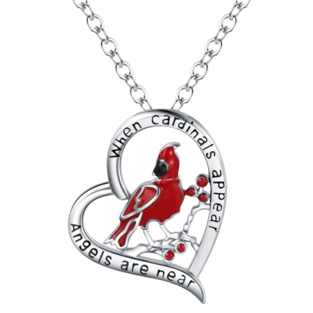 Cardinal heart pendant necklace