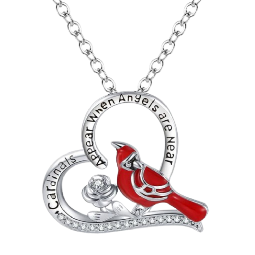 Cardinal heart pendant necklace
