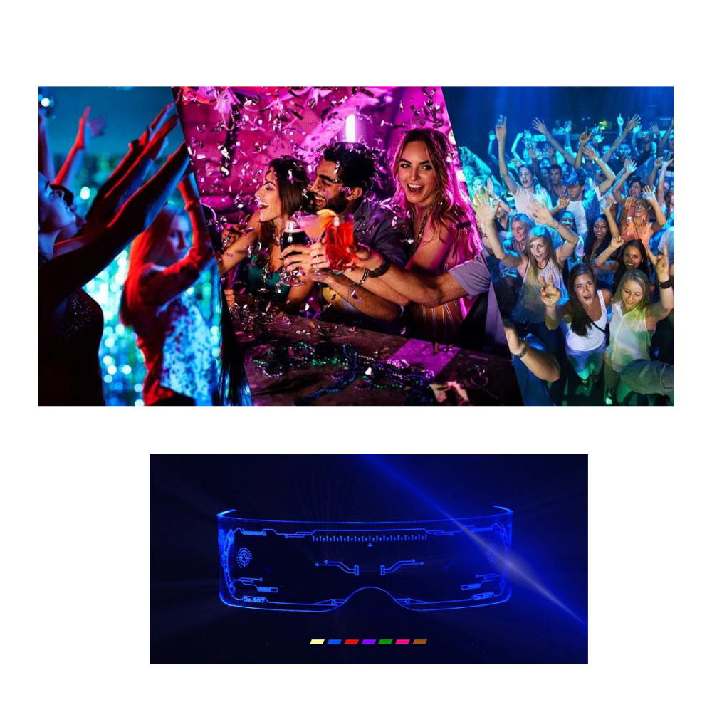 Lysende briller med fargerike LED-lys - Ozerty