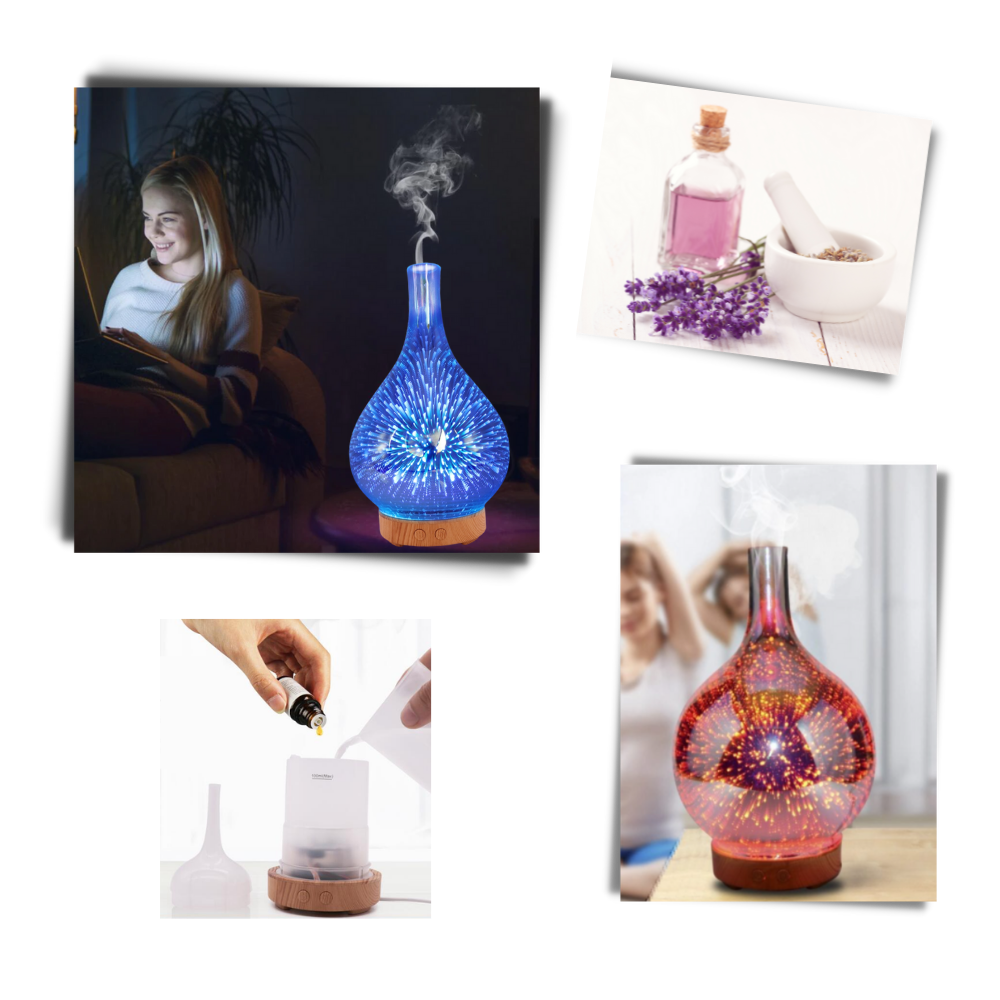 Vaseformet eterisk olje diffuser med fyrverkeri mønster - Ozerty
