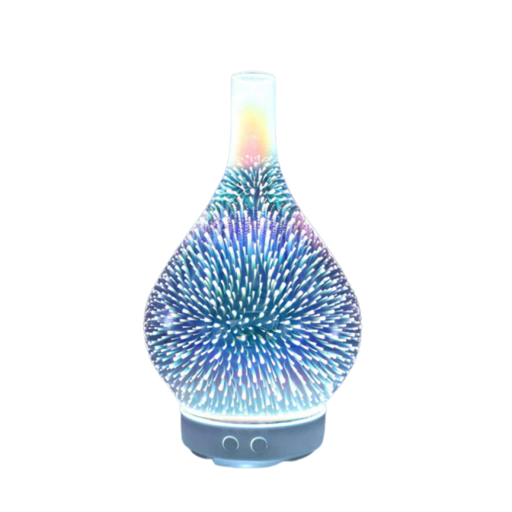 Vase-shaped essential oil diffuser with fireworks pattern