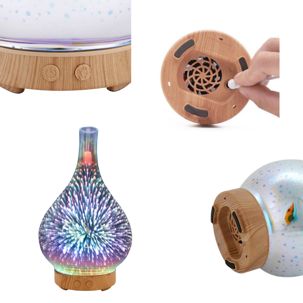 Vaseformet eterisk olje diffuser med fyrverkeri mønster - Ozerty