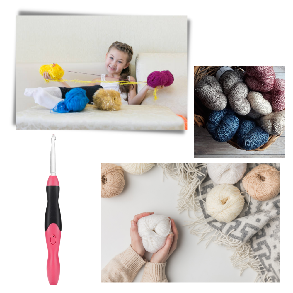 Sett med ergonomiske LED heklenåler - Ozerty