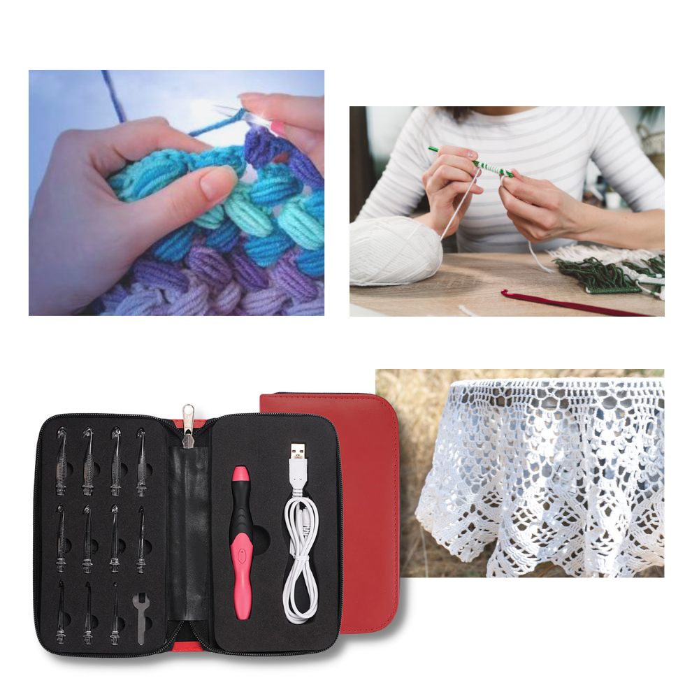 Sett med ergonomiske LED heklenåler - Ozerty