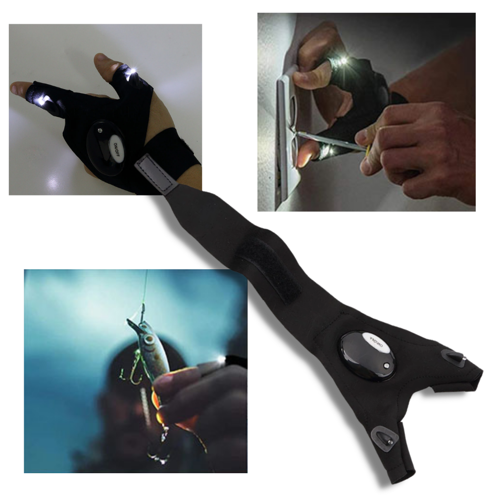 Ett par LED-hansker med vanntette lys - Ozerty