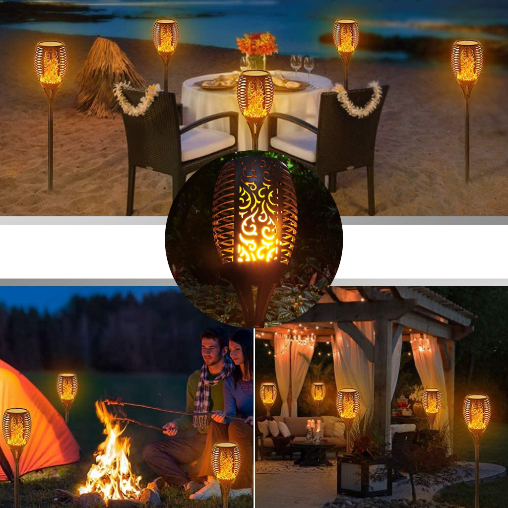 LED solcelle fakkel med flimrende flamme - Ozerty