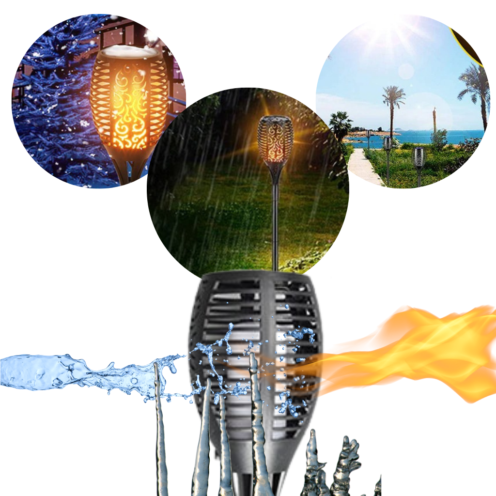 LED solcelle fakkel med flimrende flamme - Ozerty