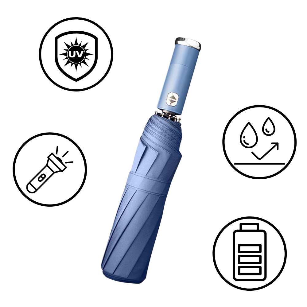 Vindtett LED sol- og regnparaply - Ozerty