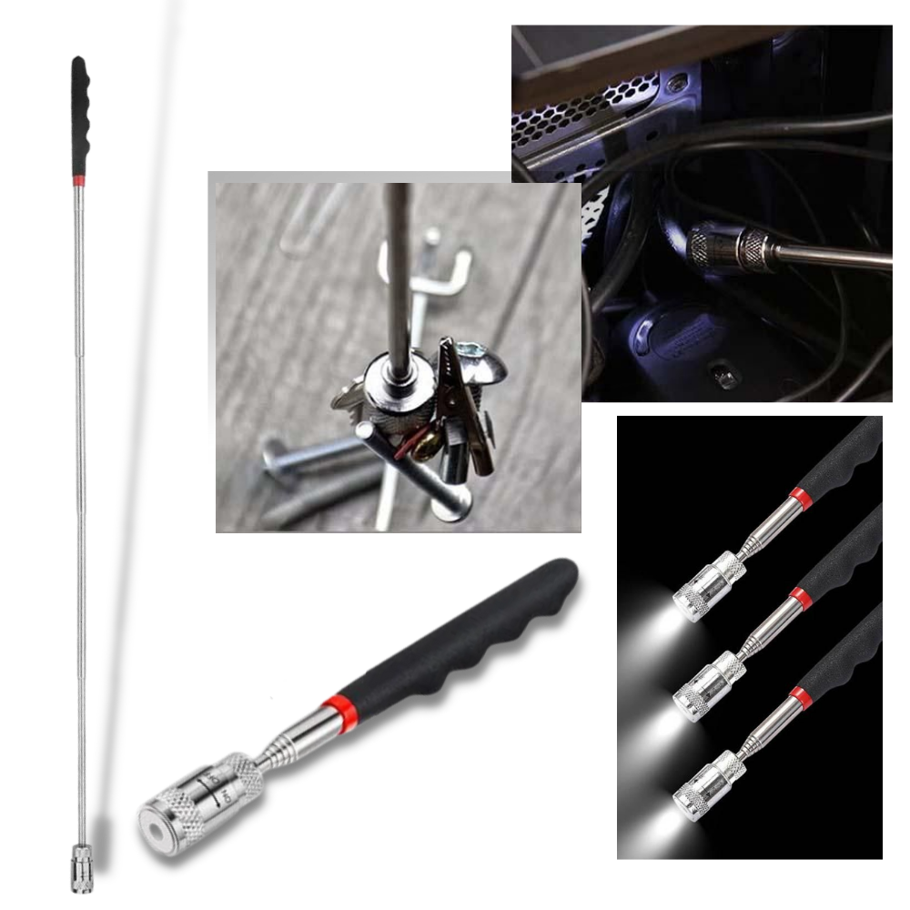 Uttrekkbart magnetisk oppsamlingsverktøy med LED  - Ozerty