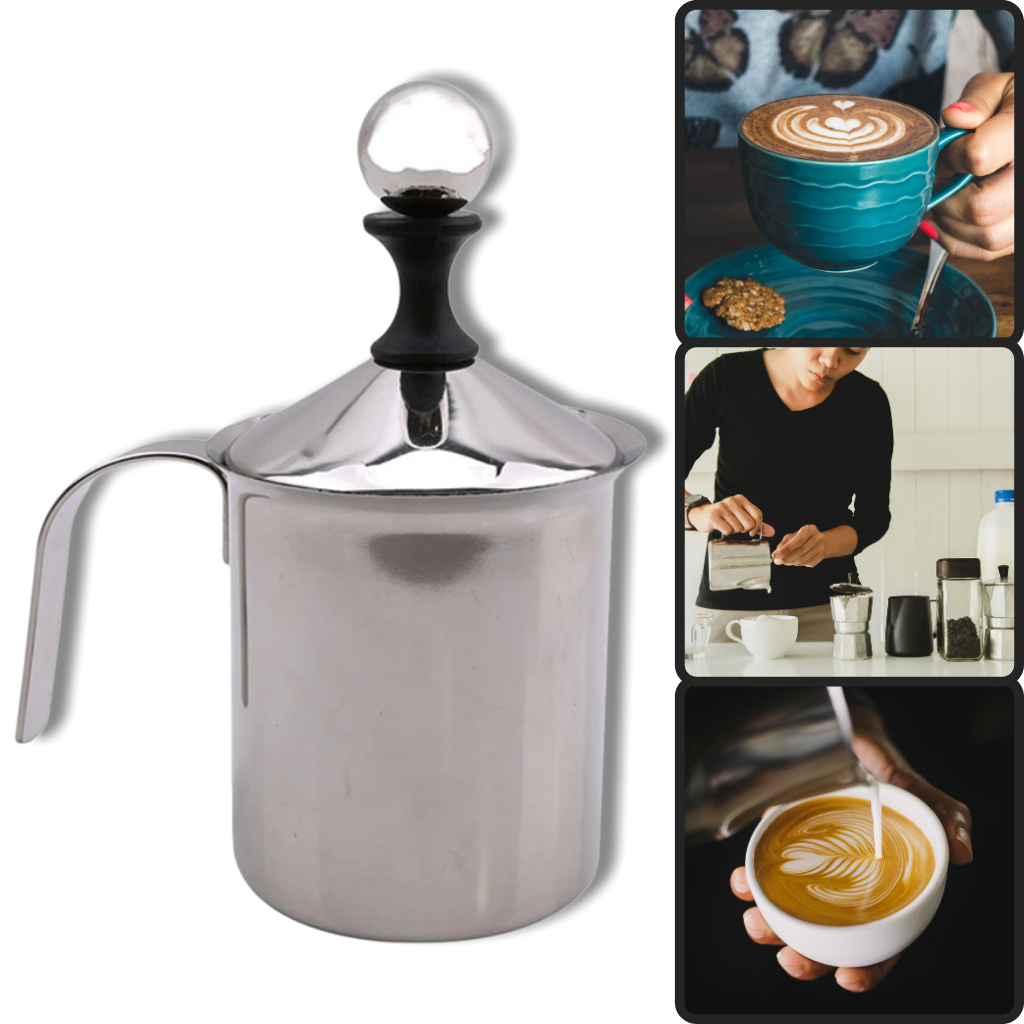 Manuell håndholdt skummer i rustfritt stål 400ml - Ozerty