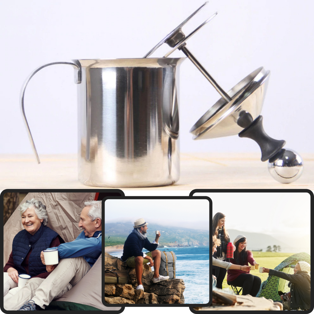 Manuell håndholdt skummer i rustfritt stål 400ml - Ozerty