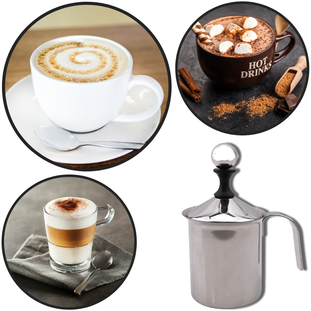 Manuell håndholdt skummer i rustfritt stål 400ml - Ozerty