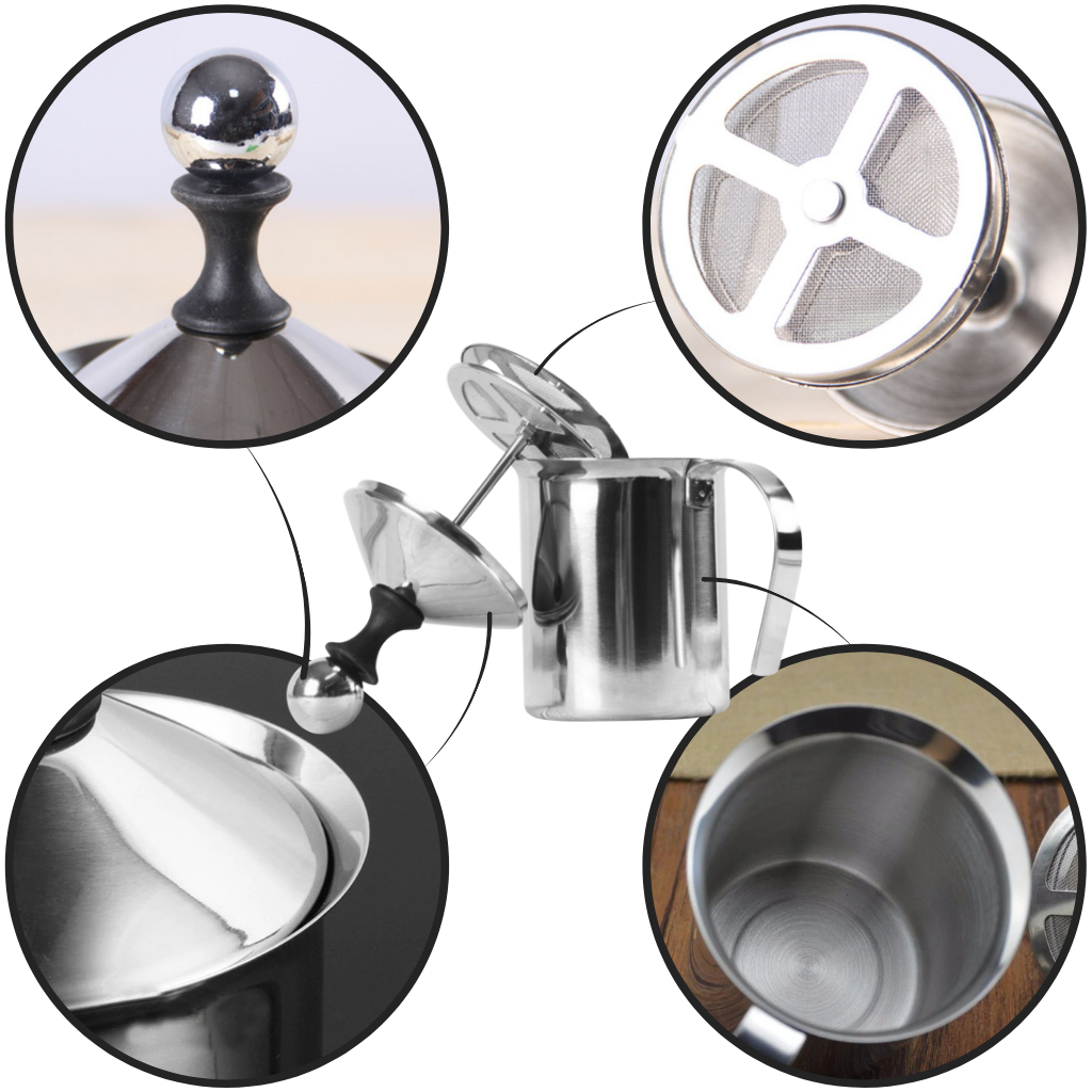 Manuell håndholdt skummer i rustfritt stål 400ml - Ozerty