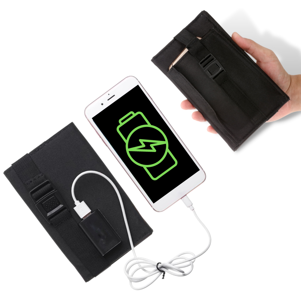 Bærbar solcellelader med 2 USB-porter - Ozerty